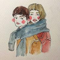 枯枝上缘绿了几片叶